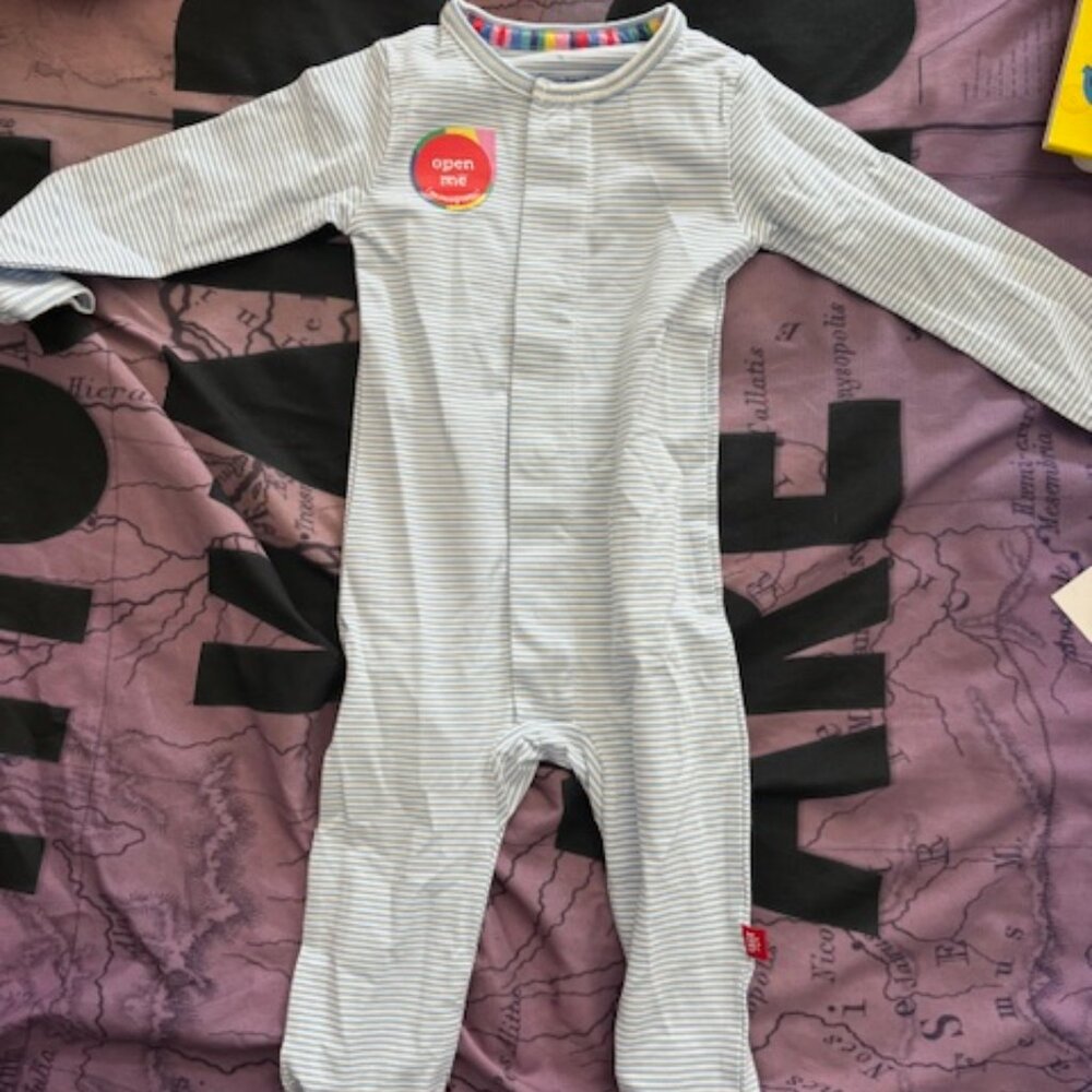 Magnetic Me Candy Stripe Yarn Dye Magnetic Organic Cotton Footie